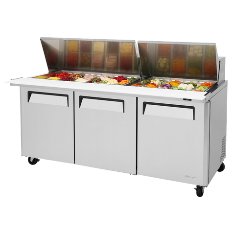 superior-equipment-supply - Turbo Air - Turbo Air 72.6" Wide Stainless Steel Three-Section Sandwich/Salad-Mega Top Unit
