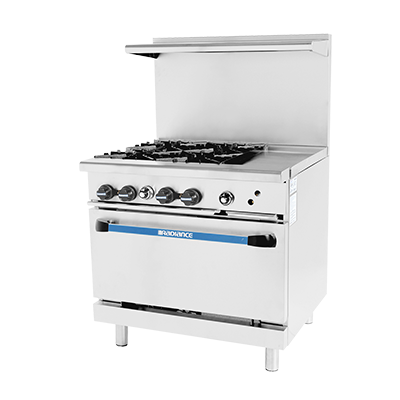 superior-equipment-supply - Turbo Air - Turbo Air 36" Wide Stainless Steel 4-Burner Restaurant Range With 12" Griddle