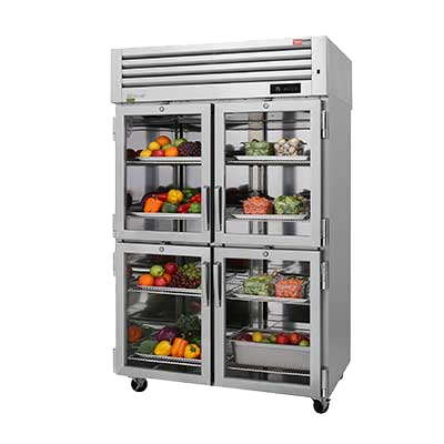superior-equipment-supply - Turbo Air - Turbo Air  51.75" Wide STainless Steel Two-Section Four Glass Front Half Door & Four Solid Rear Half Door Pass-Thru Refrigerator