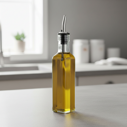 superior-equipment-supply - Tablecraft Products Co - Tablecraft Prima Green Tinted Glass Olive Oil Bottle 8-1/2 oz.