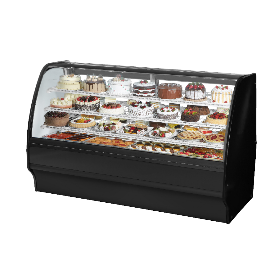 superior-equipment-supply - True Food Service Equipment - True Stainless Steel 77"W Refrigerated Glass Merchandiser With Chrome Plated Wire Shelving