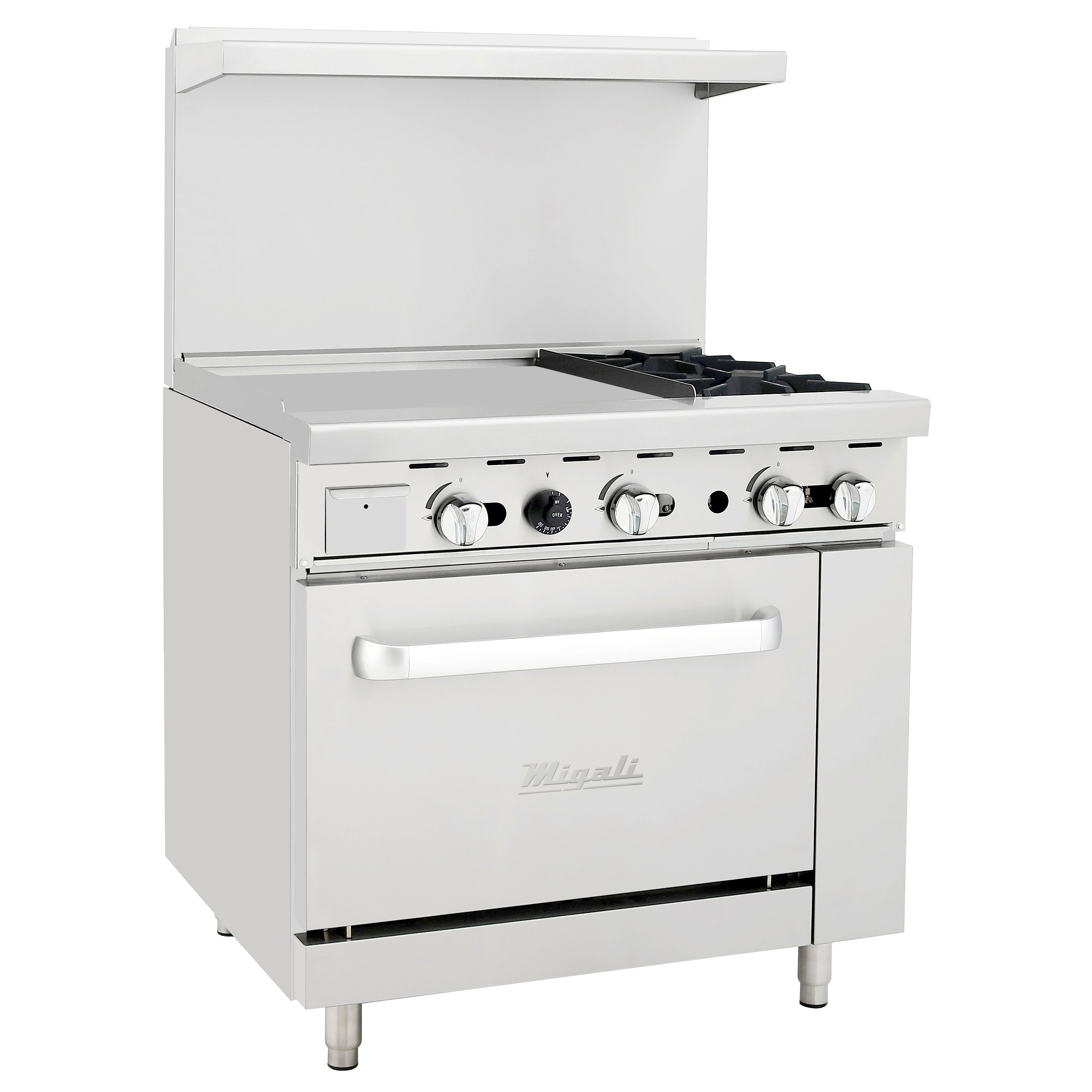 superior-equipment-supply - Migali - Migali 36" Stainless Steel Two Burner Natural Gas Range with 24" Griddle