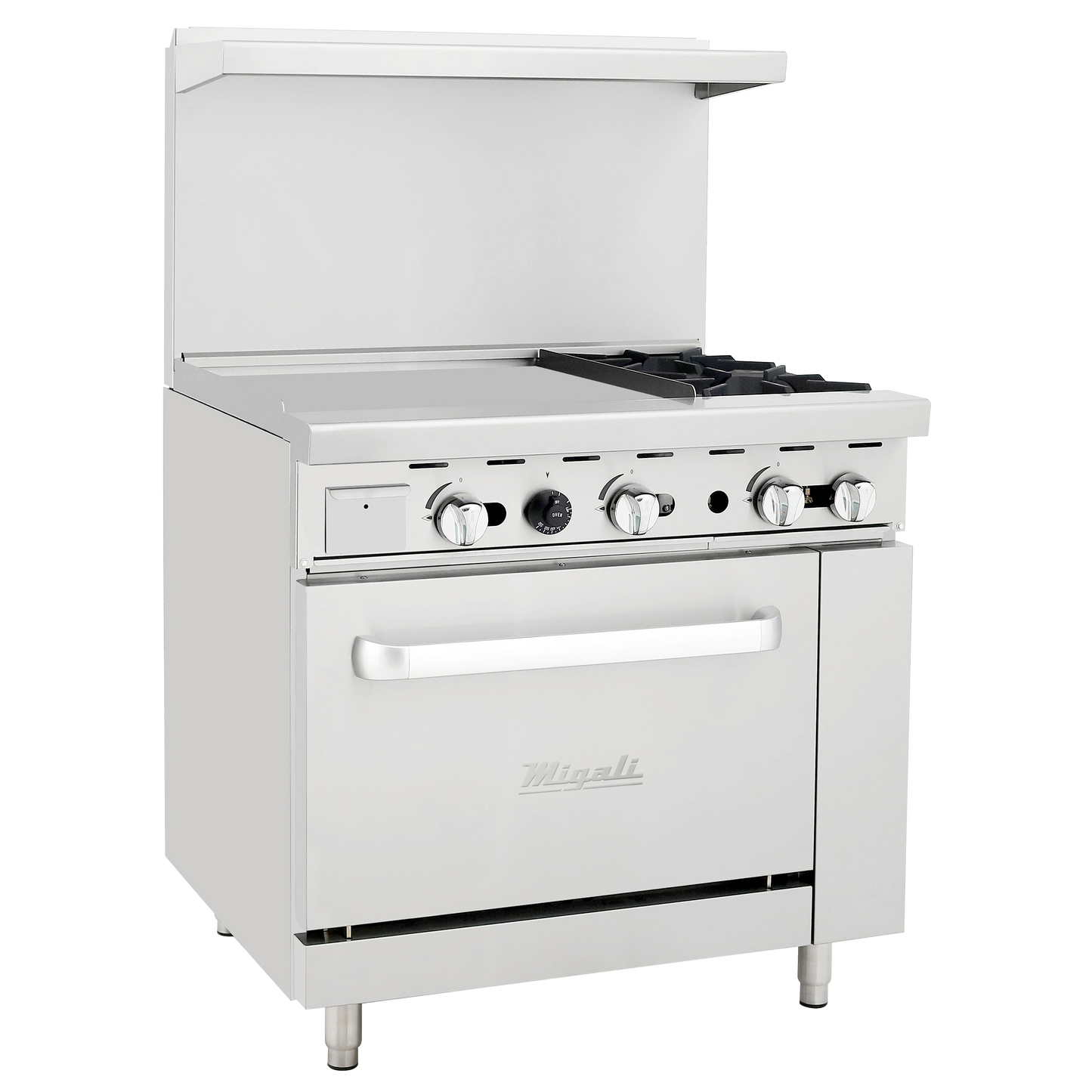 superior-equipment-supply - Migali - Migali 36" Stainless Steel Two Burner Natural Gas Range with 24" Griddle