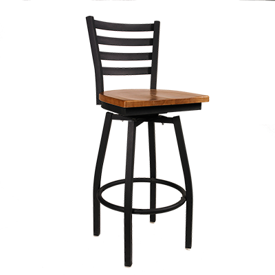 JMC Furniture Indoor Ladder Back Swivel Bar Stool With Wooden Seat