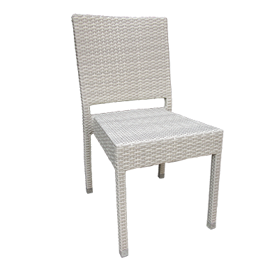 JMC Furniture Outdoor Aluminium Frame Synthetic Ivory Woven Side Chair