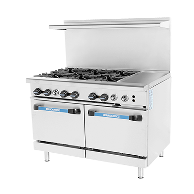 superior-equipment-supply - Turbo Air - Turbo Air 48" Wide Stainless Steel Gas Restaurant Range With 12" Griddle
