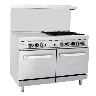 superior-equipment-supply - Migali - Migali 48"W Stainless Steel Four Burner Range With 24" Griddle