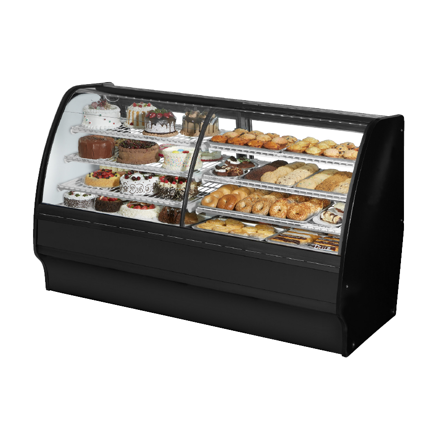 superior-equipment-supply - True Food Service Equipment - True Stainless Steel 77"W Dual Zone Glass Merchandiser With PVC Coated Wire Shelving
