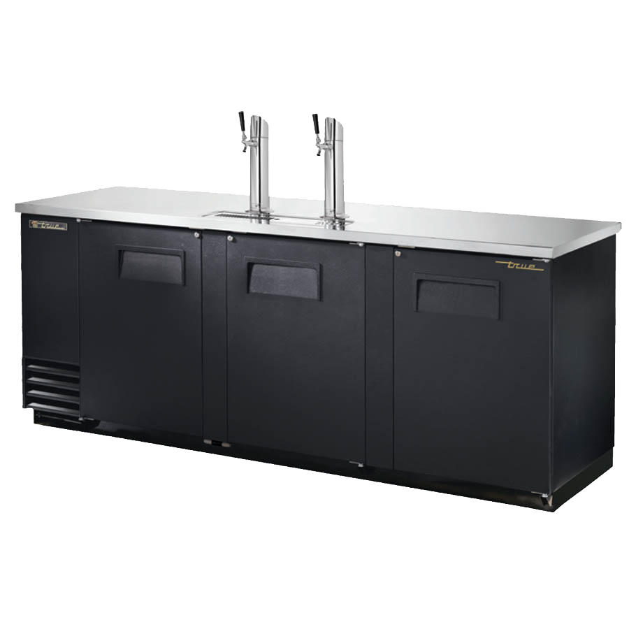 superior-equipment-supply - True Food Service Equipment - True Three Door (4) Keg Black Vinyl Exterior Draft Beer Cooler 90"W