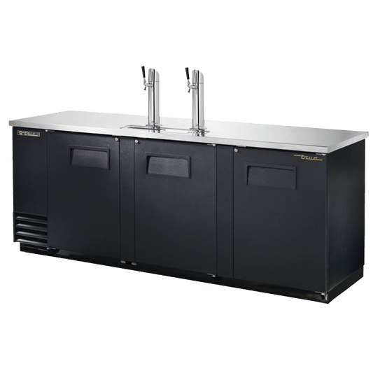 superior-equipment-supply - True Food Service Equipment - True Three Door (4) Keg Black Vinyl Exterior Draft Beer Cooler 90"W