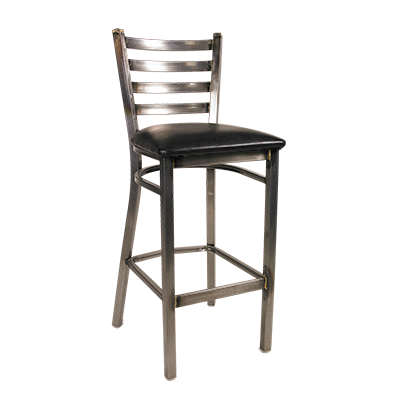 JMC Furniture Black Powder Metal Frame Indoor Ladder Back Vinyl Seat Bar Stool