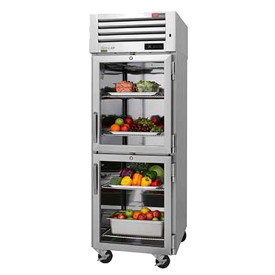 superior-equipment-supply - Turbo Air - Turbo Air 28.75" Wide Stainless Steel Two Front Half Glass Door & Two Rear Solid Half Door Pass-Thru Refrigerator