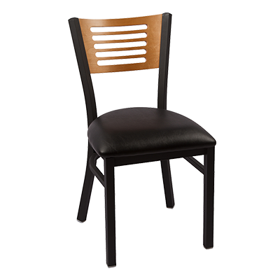 JMC Furniture Metal Frame Indoor Slotted Wood Back Vinyl Seat Side Chair