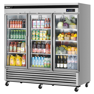 superior-equipment-supply - Turbo Air - Turbo Air 81.9" Wide Stainless Steel Three-Section Glass Door Refrigerator