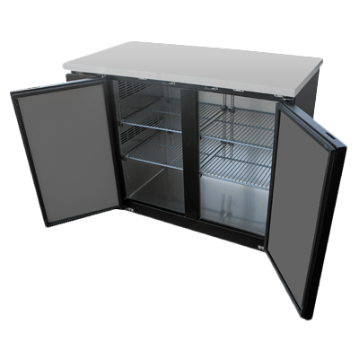 superior-equipment-supply - Migali - Migali 48.75"W Black Steel Exterior Solid Two-Sections Refrigerated Back Bar Cabinet