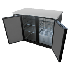 superior-equipment-supply - Migali - Migali 48.75"W Black Steel Exterior Solid Two-Sections Refrigerated Back Bar Cabinet