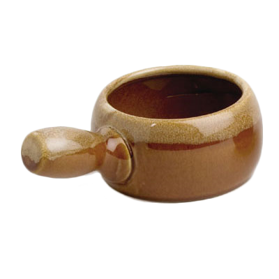 Royal Industries Ceramic Caramel Soup Crock 12 oz. With Handle