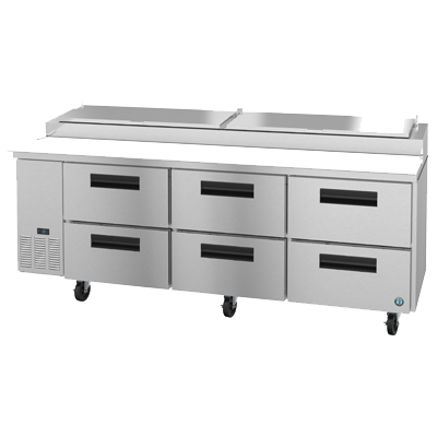 superior-equipment-supply - Hoshizaki - Hoshizaki Stainless Steel Three Section Six Drawer 93" Pizza Prep Table