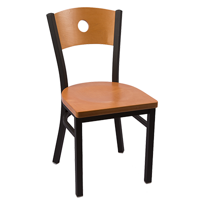 JMC Furniture Metal Black Powder Coat Frame Indoor Wooden Seat Chair