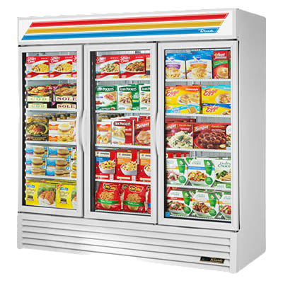 superior-equipment-supply - True Food Service Equipment - True Three-Section Twelve Shelf Three Hinged Glass Door Powder Coated Exterior Freezer Merchandiser