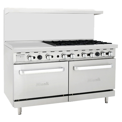 superior-equipment-supply - Migali - Migali 60"W Stainless Steel Six Burner Natural Gas Range With 24" Griddle