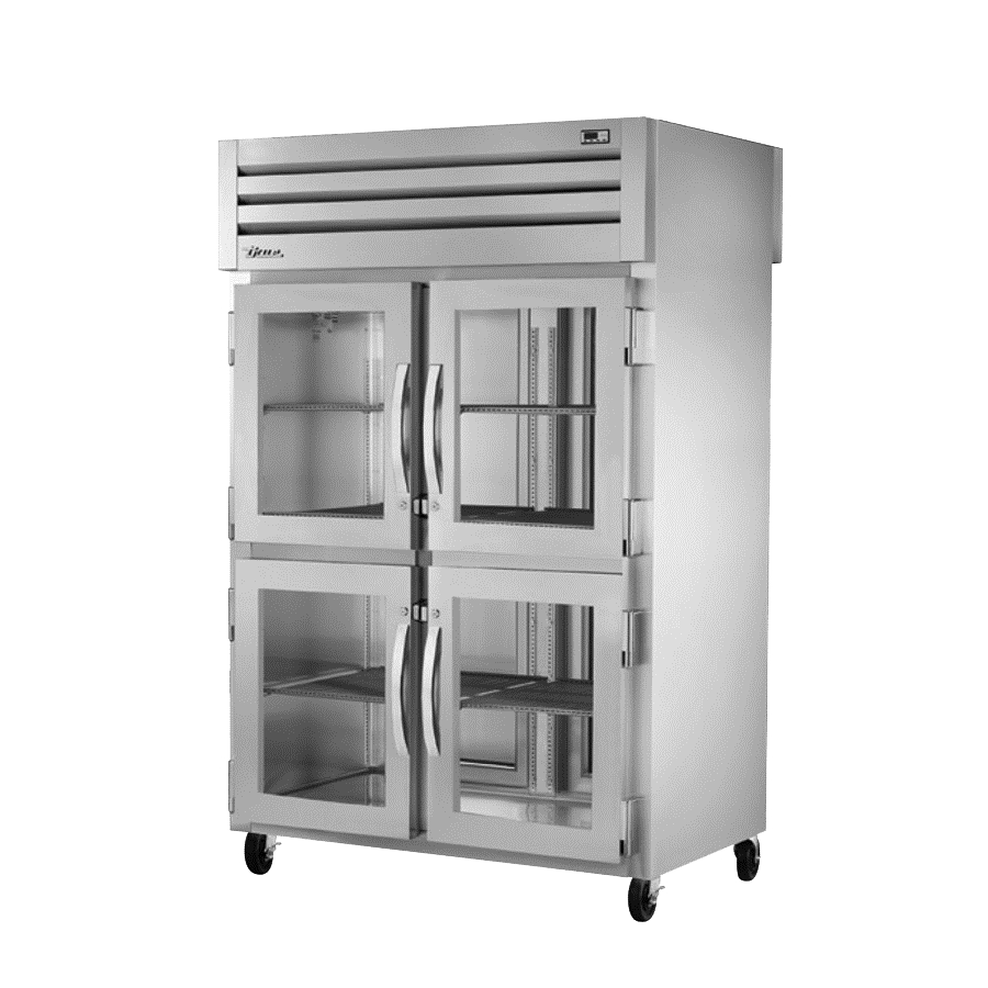 superior-equipment-supply - True Food Service Equipment - True Two-Section Four Stainless Steel Half Door Front & 2 Stainless Steel Door Rear Pass-Thru Refrigerator