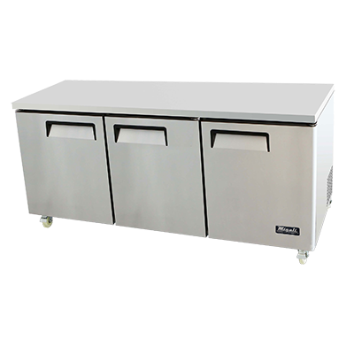 superior-equipment-supply - Migali - Migali 72.7"W Stainless Steel Three-Section Three Door Undercounter Refrigerator