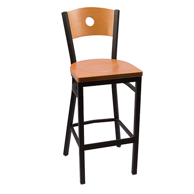 MC Furniture Metal Clear Coat Finish Frame Indoor Wooden Seat Bar Stool