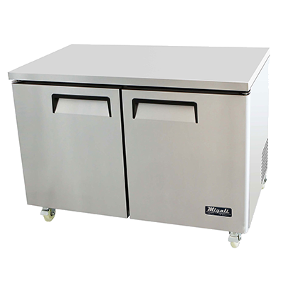 superior-equipment-supply - Migali - Migali 48.2"W Stainless Steel Two-Section Two Solid Door Undercounter Refrigerator