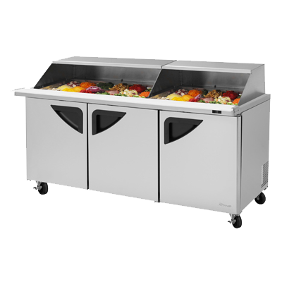 superior-equipment-supply - Turbo Air - Turbo Air 72.6" Wide Stainless Steel Sandwich/Salad Mega Top Unit With Slide-Back Lid