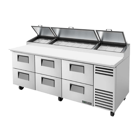 superior-equipment-supply - True Food Service Equipment - True Stainless Steel Three Section Six Drawer 93"W Pizza Prep Table