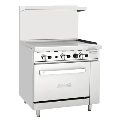 superior-equipment-supply - Migali - Migali 36"W Stainless Steel Natural Gas Range With Full Service Griddle