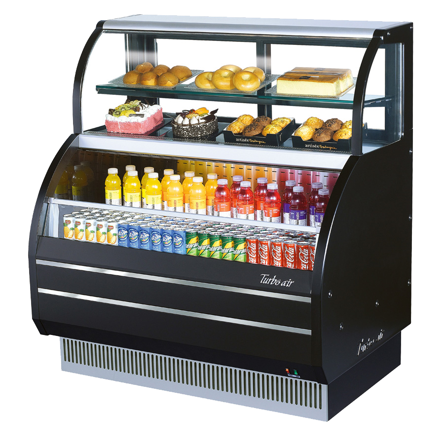 superior-equipment-supply - Turbo Air - Turbo Air Black Exterior Merchandiser Combination Case With Refrigerated Top Shelf