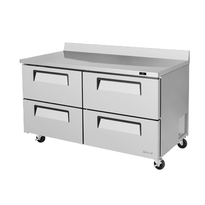 superior-equipment-supply - Turbo Air - Turbo Air 60.25" Wide Stainless Steel Two-Section Four Drawer Worktop Refrigerator
