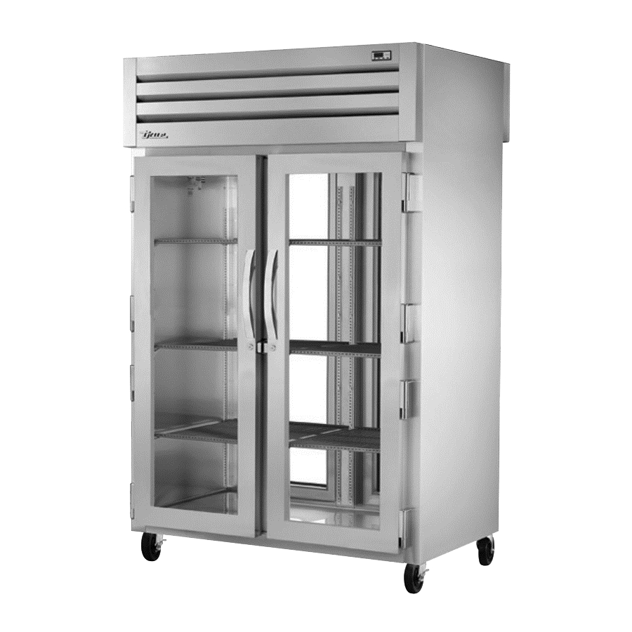 superior-equipment-supply - True Food Service Equipment - True Stainless Steel Two Section Two Glass Door Front & Rear Pass-Thru Refrigerator