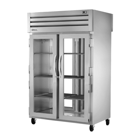 superior-equipment-supply - True Food Service Equipment - True Stainless Steel Two Section Two Glass Door Front & Rear Pass-Thru Refrigerator