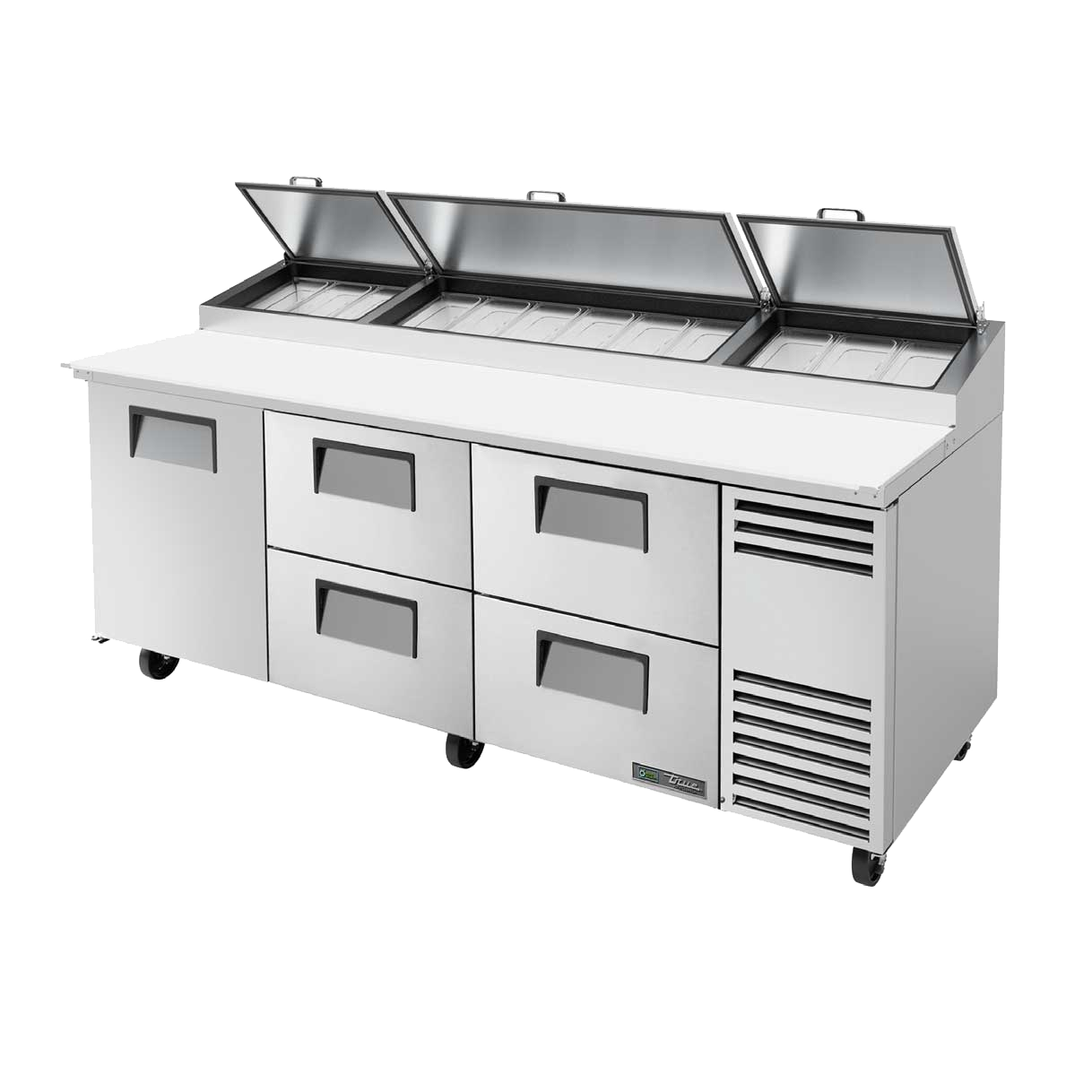 superior-equipment-supply - True Food Service Equipment - True Stainless Steel Three Section Four Drawer 93"W Pizza Prep Table