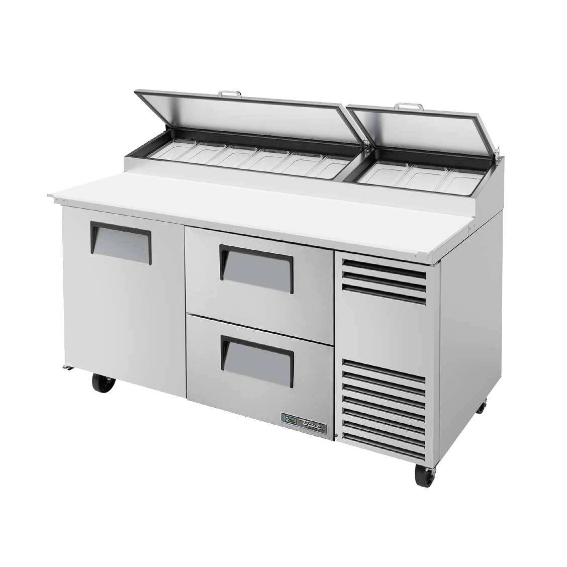 superior-equipment-supply - True Food Service Equipment - True Stainless Steel Two Section Two Drawers 67"W Pizza Prep Table