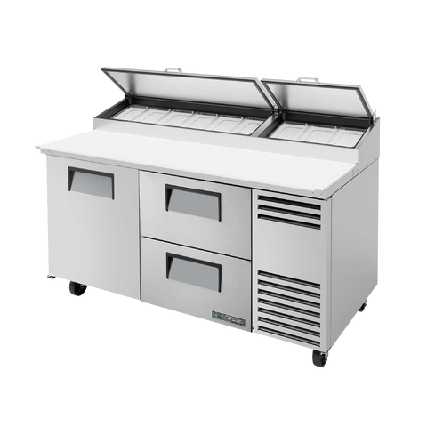 superior-equipment-supply - True Food Service Equipment - True Stainless Steel Two Section Two Drawers 67"W Pizza Prep Table