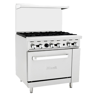 superior-equipment-supply - Migali - Migali 36"W Stainless Steel Six Burner Liquid Propane Range