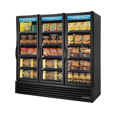 superior-equipment-supply - True Food Service Equipment - True Black Powdered Three Section Full Length Freezer Merchandiser