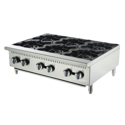 superior-equipment-supply - Migali - Migali 36"W Stainless Steel Six Burner Natural Gas Countertop Hotplate