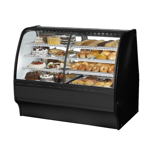 superior-equipment-supply - True Food Service Equipment - True Black Powder Coated 59"W Dual Zone Glass Merchandiser With PVC Coated Wire Shelving
