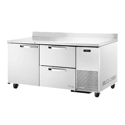 superior-equipment-supply - True Food Service Equipment - True Stainless Steel Two Section One Door Two Drawer Deep Work Top Refrigerator 67"W