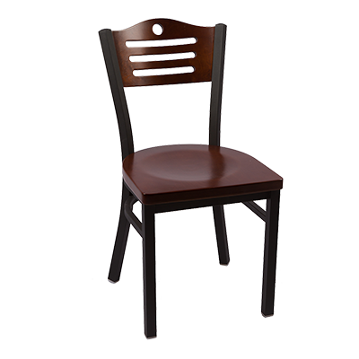 JMC Furniture Indoor Clear Coat Finish Metal Frame Wood Seat Side Chair -