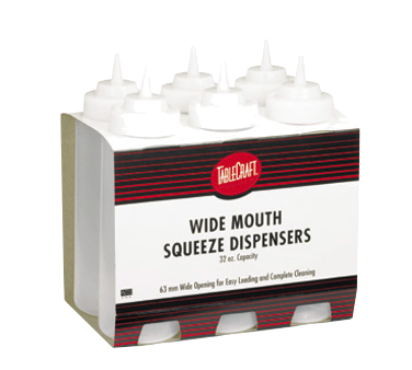 superior-equipment-supply - Tablecraft Products Co - Tablecraft Cash & Carry WideMouth Squeeze Bottle 32 oz. 63mm Opening - 6 Pack