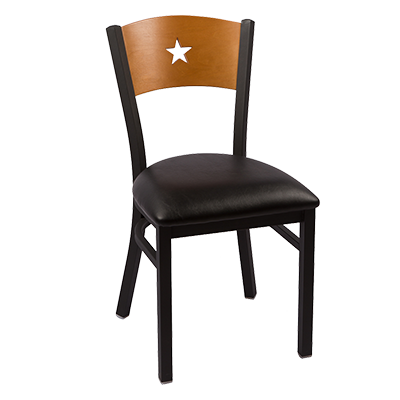 JMC Furniture Black Powder Metal Frame Indoor Star Cutout Vinyl Seat Side Chair