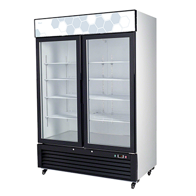 superior-equipment-supply - Migali - Migali 54.4"W White Powder Coated Steel Two-Section Two Door Refrigerator Merchandiser