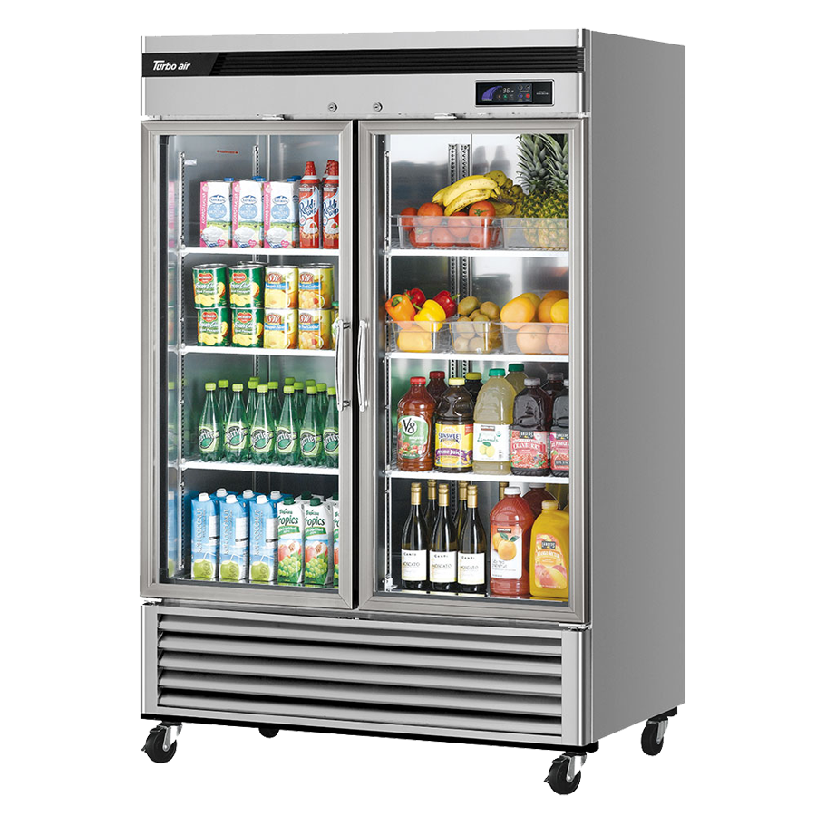 superior-equipment-supply - Turbo Air - Turbo Air 54.4" Wide Stainless Steel Two-Section Glass Door Refrigerator