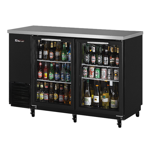 superior-equipment-supply - Turbo Air - Turbo Air Black Coated Vinyl Steel Two Section Narrow Back Bar Cabinet With Glass Doors